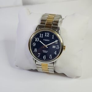 Timex Watch Silver and Gold Watch with Black Dial